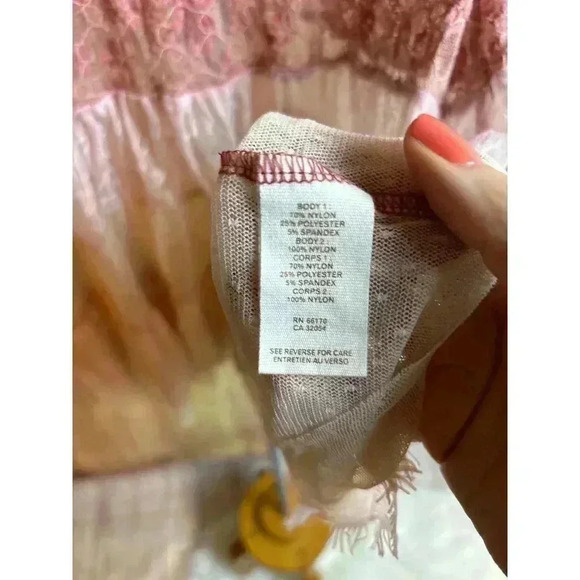 Free People Lace Tulle Scoop Neck Blouse Blush Pink Color Size S - Picture 4 of 7